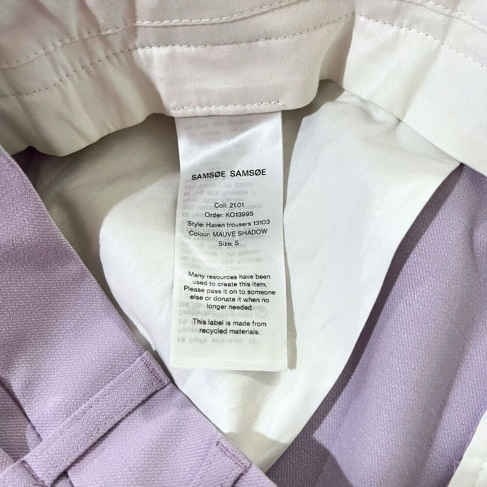 NWT Samsoe Samsoe Haven Pants S Mauve Shadow Purple Scandi Wide Leg Pleated - Picture 8 of 11